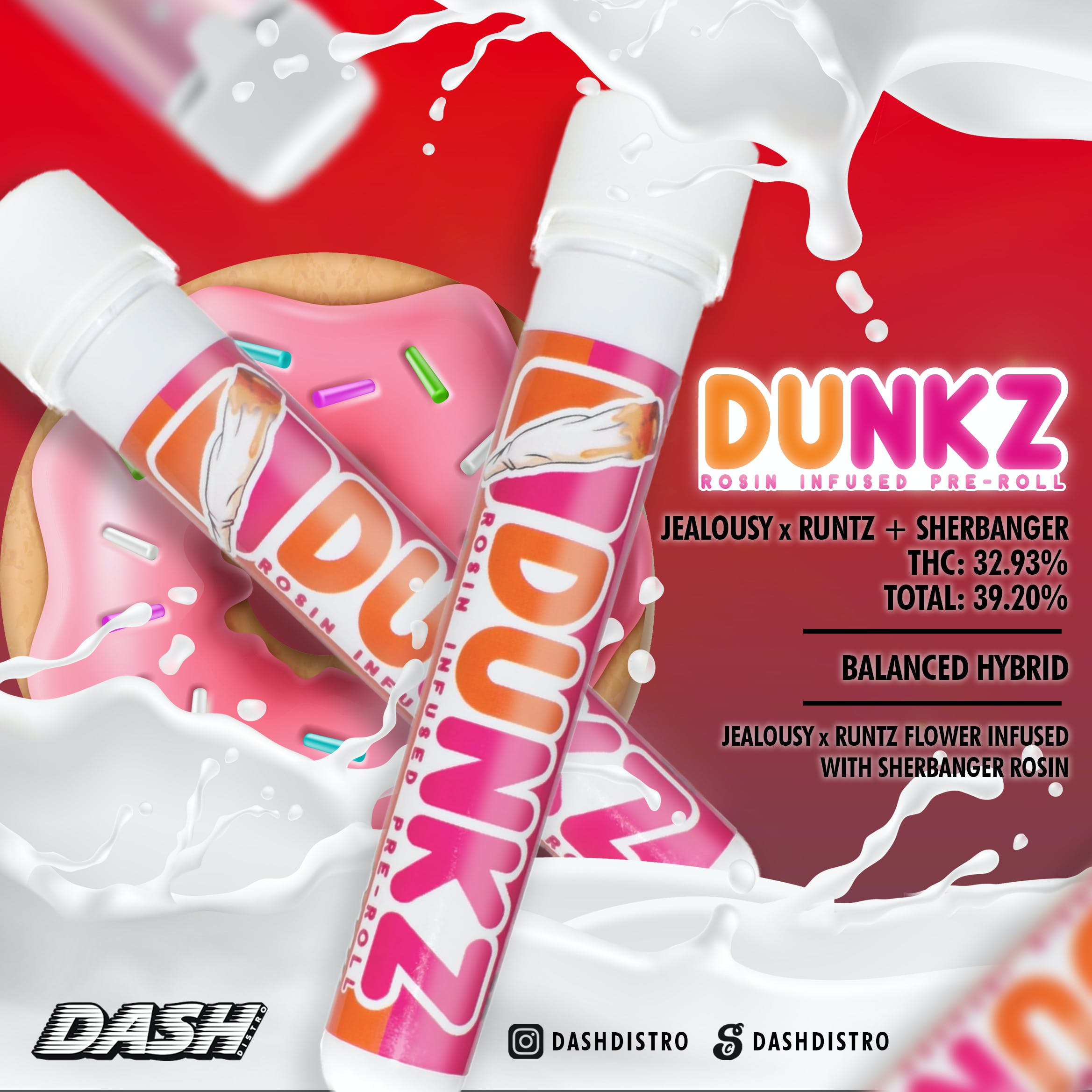 Dunkz Premium 1.5g Rosin-Infused Pre Rolls w/ .5g Hash Hole